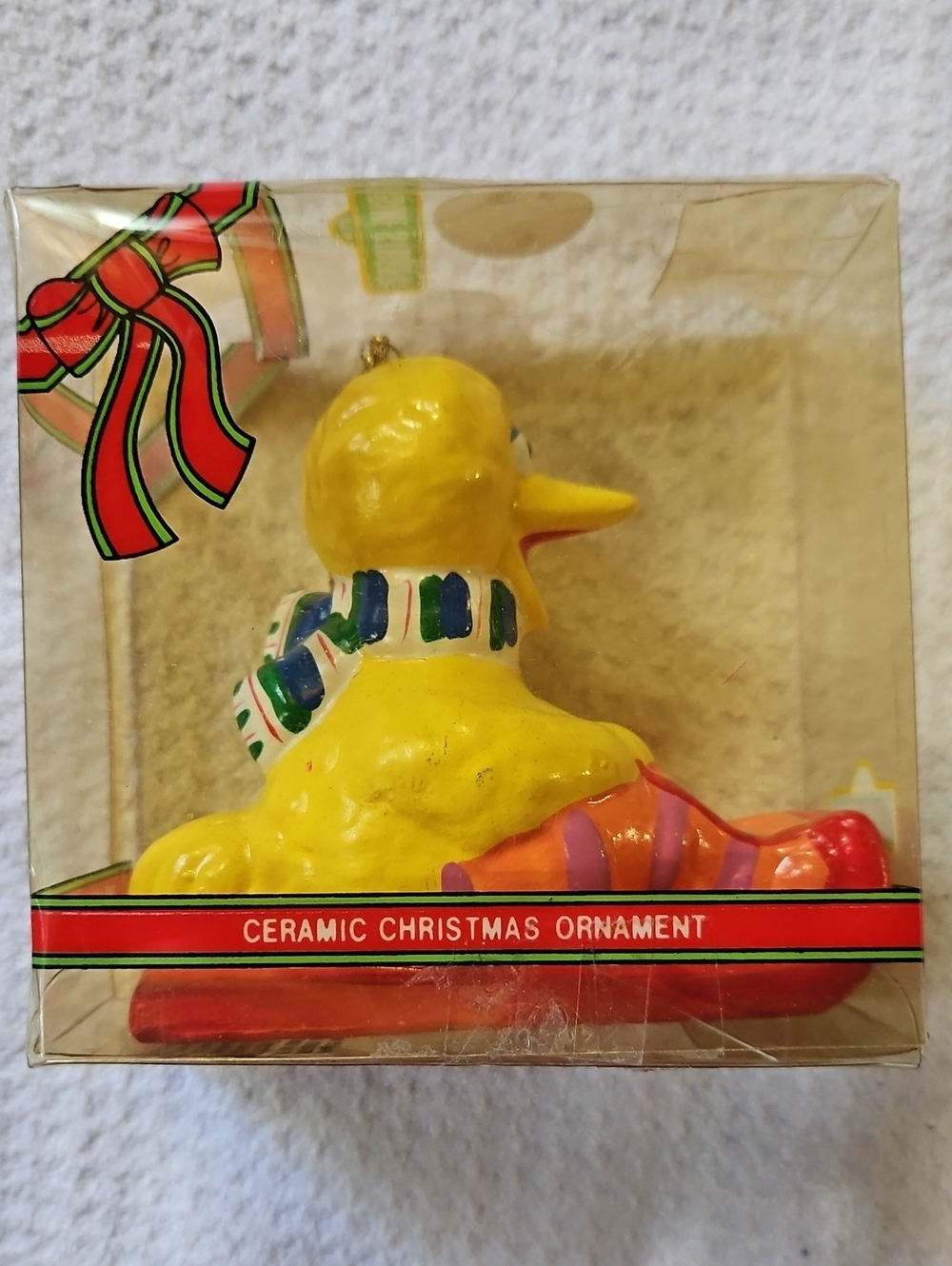 Vintage 1980s Muppets ceramic big bird Christmas ornament.